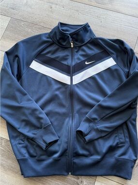 Nike Navy and White Chevron Lightweight Track Jacket